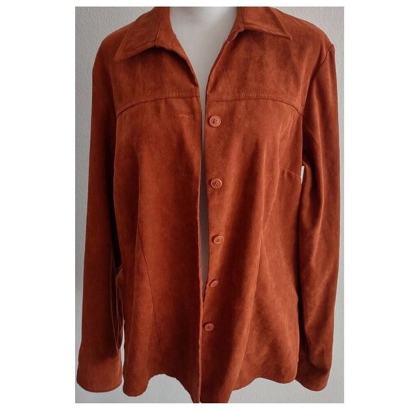 Notations Jackets & Blazers - Notations Jacket Shacket Rust Brown Faux Suede Light Button Up Vintage Women's M